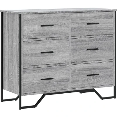 Afbeelding van vidaXL Ladekast 91x35,5x74,5 cm bewerkt hout grijs sonoma eikenkleurig