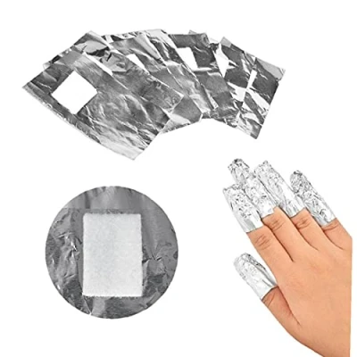 Afbeelding van Yililay Nail Foil Gel Wraps Polish Remover Nagelreiniger Pads Aluminium Art Soak Off acryl Removal Make up Tool Silver 100st