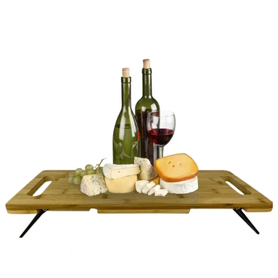 Afbeelding van Cheqo® XL Borrelplank Serveerplank Tapasplank Ontbijttafel Ontbijt op Bed Multifunctioneel Uitklapbaar