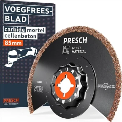 Afbeelding van Presch Multitool Zaagblad Segment Voeg &amp; Beton 85mm Segmentzaagblad voor nauwkeurig werk Carbide coating extreme duurzaamheid Accessoires Starlock snel wisselen