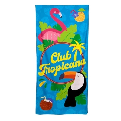 Afbeelding van Puckator Strandlaken van microvezel, 180 x 85 cm, flamingo en toekan, Club Tropicana