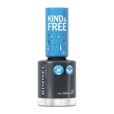 Afbeelding van 1+1 gratis: Rimmel KIND &amp; FREE Vegan Nagellak 158 All Greyed Out 8 ml
