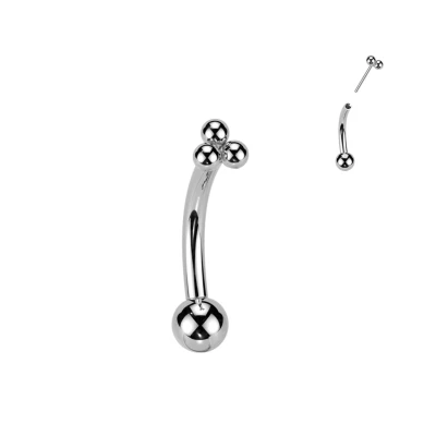 Afbeelding van Piercing curved titanium triangular 1.2x8