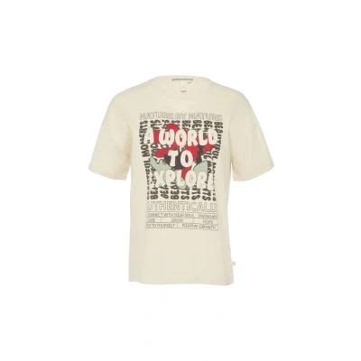 Afbeelding van QS MIT Frontprint Tshirt print, Dames, Maat: Small, Ecru