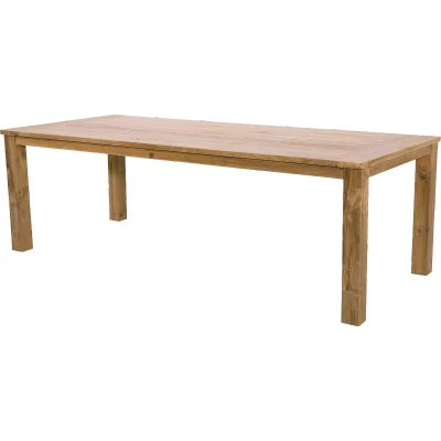 Afbeelding van Tuintafel recycled teak met blokpoten, lengte 240 cm, breedte 100 hoogte 76 cm
