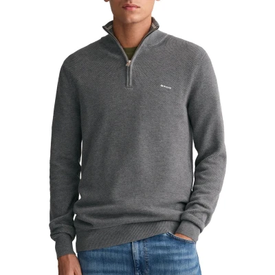 Afbeelding van GANT Halfzip Trui, Heren, Maat: Large, Dark grey melange