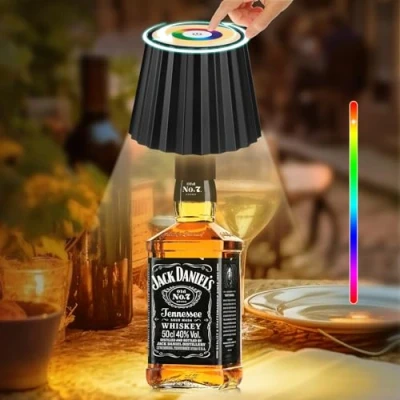 Afbeelding van VIIIVA Fleslamp, dimbaar, 5200 mAh, oplaadbaar, draadloos, IP54, waterdicht, 16 RGB kleuren, touch tafellamp, voor binnen en buiten, restaurant, bar (zwart)