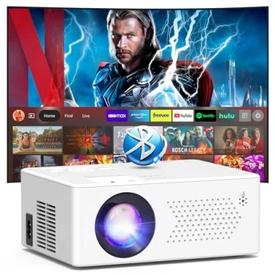 Afbeelding van Puxinat Smart beamer met Android OS, mini WiFi6 Bluetooth5.2 Full HD 1080P draagbare outdoor/thuisbioscoopprojector, 50% zoom, 200 inch display, compatibel tv stick/HDMI/smartphone