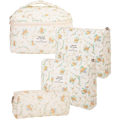 Afbeelding van Ibenzoa® Ruime Makeuptas met Bloemprint, Draagbaar en Multifunctioneel