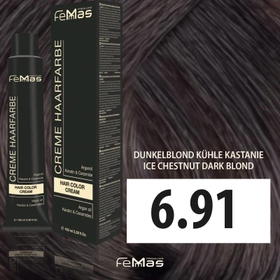 Afbeelding van FemMas (6.91) Haarverf Donkerblond Koel Kastanje 100ml