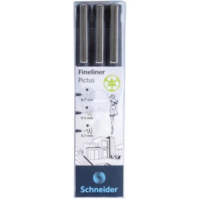 Afbeelding van Schneider Fineliner Pictus, Etui Van 3 Stuks, Zwart
