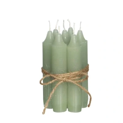 Afbeelding van Comforder Kaarsenset (7 stuks), 11 cm staafkaarsen groen, tafelkaarsen effen, 4+ uur brandduur