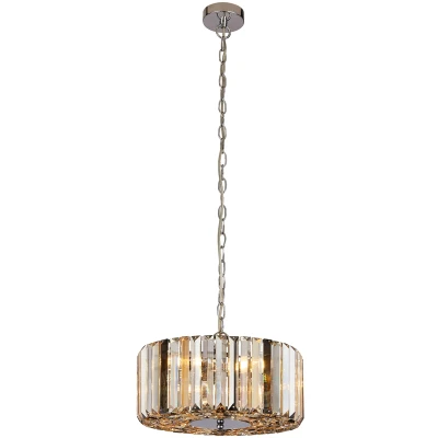 Afbeelding van Searchlight Hanglamp Chapeau 35cm chroom met kristalglas 82101 3CC