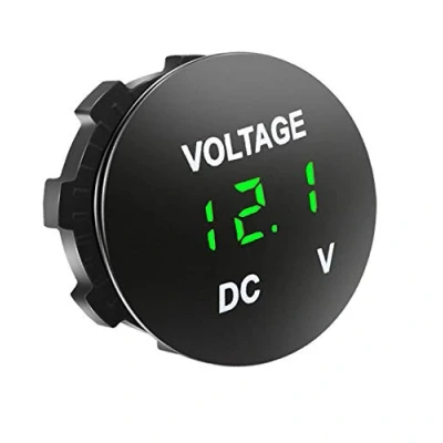 Afbeelding van Aofan Digitale spanningsmeter, meetapparaat met led display, voor auto, motorfiets, vrachtwagen, groen, DC 12 V, 24 waterdicht