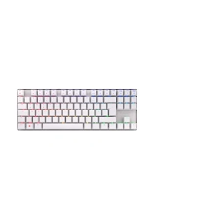 Afbeelding van CHERRY MX 8.2 TKL Wireless, draadloos mechanisch gaming toetsenbord zonder numeriek toetsenblok, Duitse indeling (QWERTZ), RGB verlichting, inclusief metalen koffer, BROWN schakelaars, wit