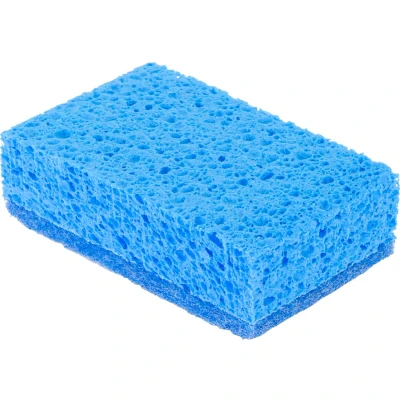 Afbeelding van Viscose sanitairspons blauw met schuurvlies à 2 stuks,106x68x30mm