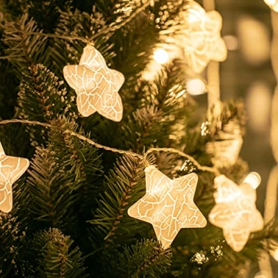 Afbeelding van DecoKing Lichtsnoer met 10 leds, timer, warm wit, slinger, kerstdecoratie, sterren lavar