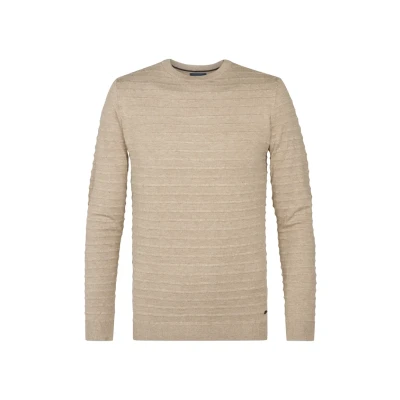 Afbeelding van Petrol Industries WITH Texture Thornewood Trui, Heren, Maat: Small, Tan