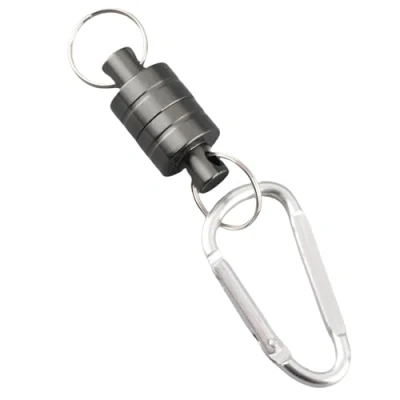Afbeelding van Magneet Visschepnet, Vliegen Magnetisch Vissen Net Release Clip Hangende Lijn Houder Muskiers Eenvoudig/Dubbele Sleutelhanger Haak Gesp (Zilver Enkel)