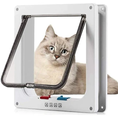 Afbeelding van kattendeur met 4 weg magneetsluiting, huisdierdeur voor katten en kleine honden, tunnel (wit, XL 24,5 x 28,5 5,5 cm)