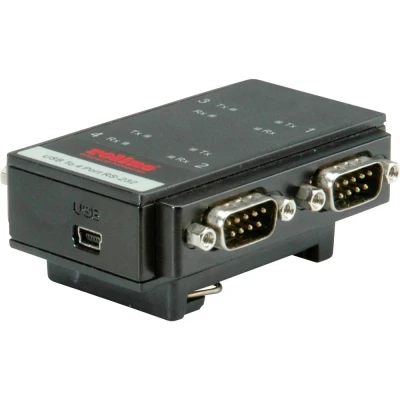 Afbeelding van ROLINE USB 2.0 naar RS232 Adapter voor DIN Rail montage, 4 poort
