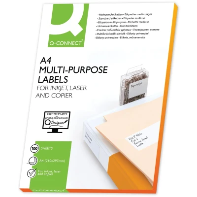 Afbeelding van Q CONNECT etiketten, wit, rechte hoeken, 48,5 x 25,4 mm, 100 vel, 40 etiketten per vel