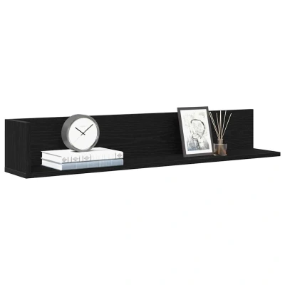 Afbeelding van Wandschappen 2 st 100x16,5x16,5 cm bewerkt hout zwart