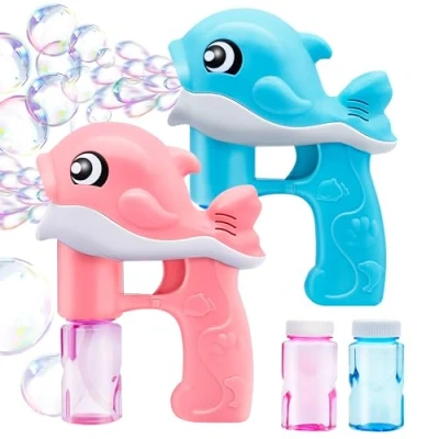 Afbeelding van JOYIN 2 walvis bellenblaaspistolen met 4 flessen bellenoplossingen, automatische bellenblaasmachine voor kinderen, feestgeschenken, zomerspeelgoed, verjaardag, buiten en binnenactiviteiten