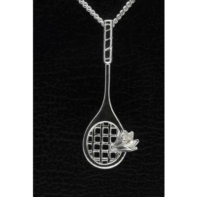 Afbeelding van Zilveren Badminton ketting hanger racket met shuttle