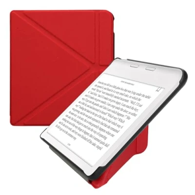 Afbeelding van kwmobile E reader hoesje geschikt voor Kobo Libra Colour hoes Ereader flip case met standaard cover van kunstleer In donkerrood