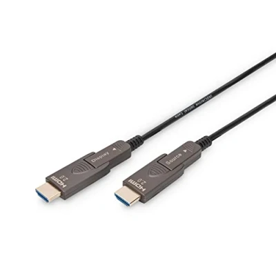 Afbeelding van Digitus AK 330127 200 S HDMI kabel Aansluitkabel A stekker 20 m Zwart 4K UHD, Afgeschermd (drievoudig), Flexibel, Afscherming totaal, Afgeschermd,