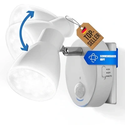 Afbeelding van Trango 2635 016 LED sensor nachtlampje * MILO met bewegingssensor en automatische functie in wit veiligheidslicht Direct 230V, socketlamp, wandlamp, oriëntatielicht, nachtlamp, socket light