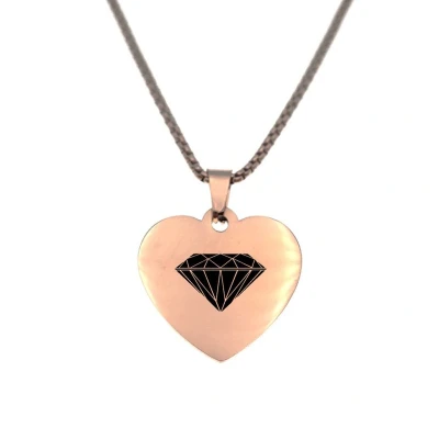 Afbeelding van Ketting RVS Hart Rosegoud Diamant