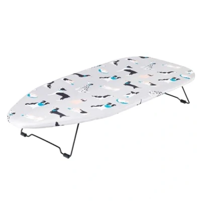 Afbeelding van Beldray LA031176DFEU7 Ironing Board Portable and Compact Design, Small Table, Ideal For Use With Little or No Steam, Felt Underlay, Lightweight, Machine Washable Dog Print Cover, 73 x 31 cm