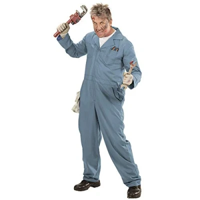 Afbeelding van Widmann Bouwvakker &amp; Trucker Kostuum Mr Plumbing Loodgieter Man Blauw Medium Carnavalskleding Verkleedkleding