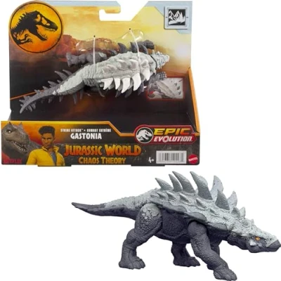 Afbeelding van Mattel Jurassic World strike Attack Dinosaurus speelgoed met single actie &amp; beweegbare gewrichten, Gastonia actiefiguur inclusief digitaal spelen