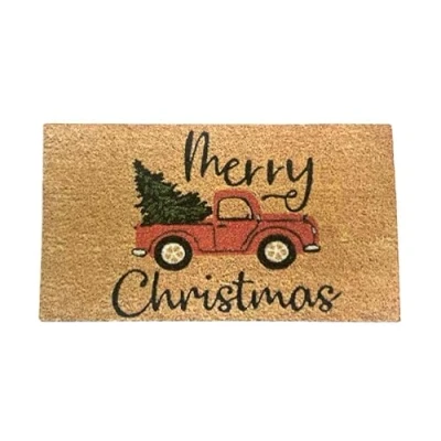 Afbeelding van Melody Jane Poppen Huis Deurmat Vrolijk Kerstfeest Rode Vrachtwagen Miniatuur Hall Stap Accessoire 1:12