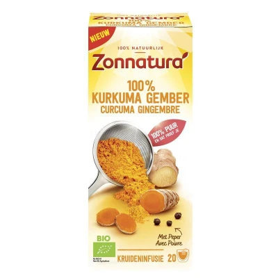 Afbeelding van Zonnatura Kurkuma gember 100% thee bio 20 zakjes
