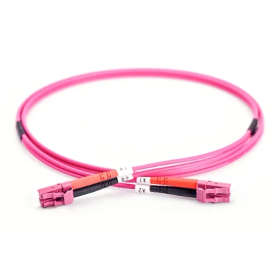 Afbeelding van DIGITUS DK 2533 01 4 Glasvezelkabel OM4 1 m LC naar Duplex 1/10/40/100 Gbit/s MM Multimode Glasvezel LAN Kabel Vezeltype: 50/125 µ Paars (Violet)