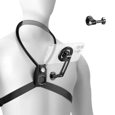 Afbeelding van Neewer Magnetische nekhouder voor actie, handsfree met borstband compatibel GoPro DJI Insta360, POV Vlog video opname, GP26