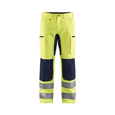 Afbeelding van Blaklader 1585 Reflecterende Werkbroek Stretch Geel/Marineblauw