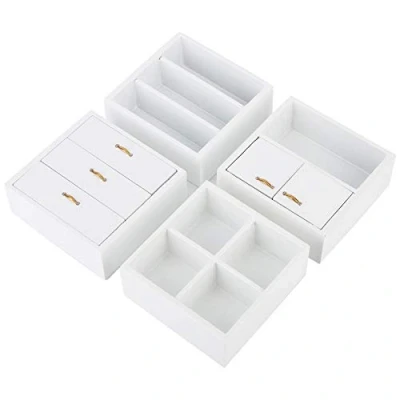 Afbeelding van Poppenhuiskast, miniatuur houten kast Woonkamer Slaapkamer kasteenheid Poppenhuismeubilair Keukengerei accessoire voor 1:12 poppenhuis(wit)