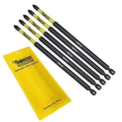Afbeelding van 5 x SabreCut SCPZ1152_5 152 mm, PZ1 Pozi Pozidriv Heavy Duty magnetische slagschroevendraaierbitset, compatibel met Dewalt Milwaukee, Bosch, Makita, en meer