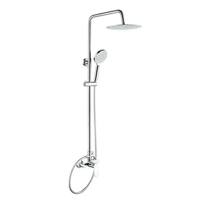 Afbeelding van GRIFEMA G17004 Douchezuil Berlin met mengkraan, handdouche, douchekop 25 x cm, slang en houder, chroom