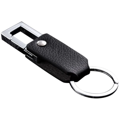 Afbeelding van Cerbery Leren sleutelhanger met ringen en geschenkdoos Auto cadeau lanyard (zilver)