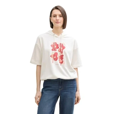 Afbeelding van TOM Tailor Hoodie WITH Artwork Sweater, Dames, Maat: XL, Whisper white