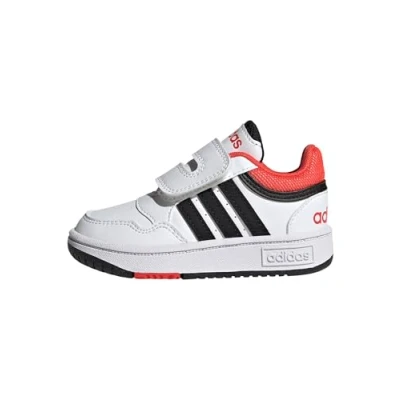 Afbeelding van adidas Uniseks Hoops Sneakers voor kinderen, Ftwr White Core Zwart Helder Rood, 26.5 EU