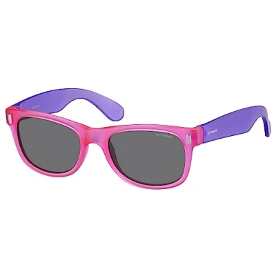 Afbeelding van Polaroid P0115 Y2 Kinderzonnebril, paars (fluo roze, grijs gepolariseerd), 46, uniseks