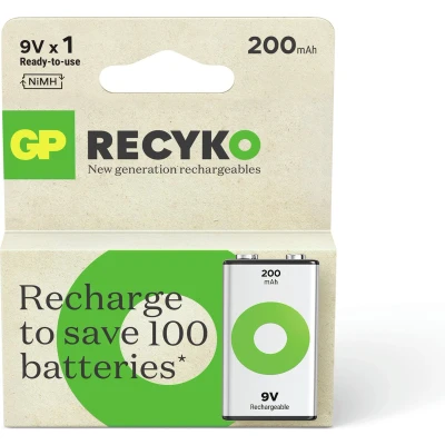 Afbeelding van GP NiMH oplaadbare batterij E 9V 200mA blister(1) 3311480