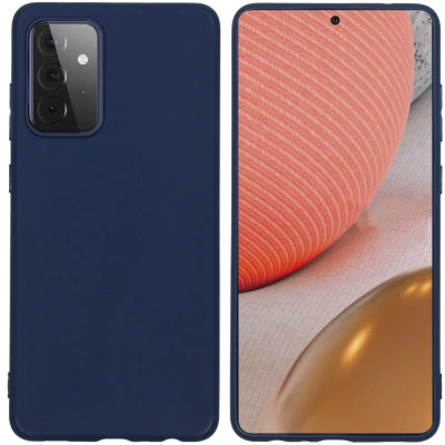 Afbeelding van Samsung Galaxy A72 Hoesje Siliconen en TPU (zacht) iMoshion Softcase/Backcover Donkerblauw Telefoonhoesje
